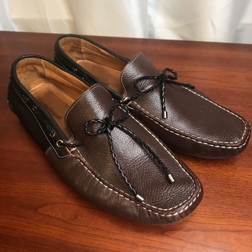 Mike Konos Driving Shoes Mens 9M Black/Brown Brazilian Leather Sz 12 (B10)